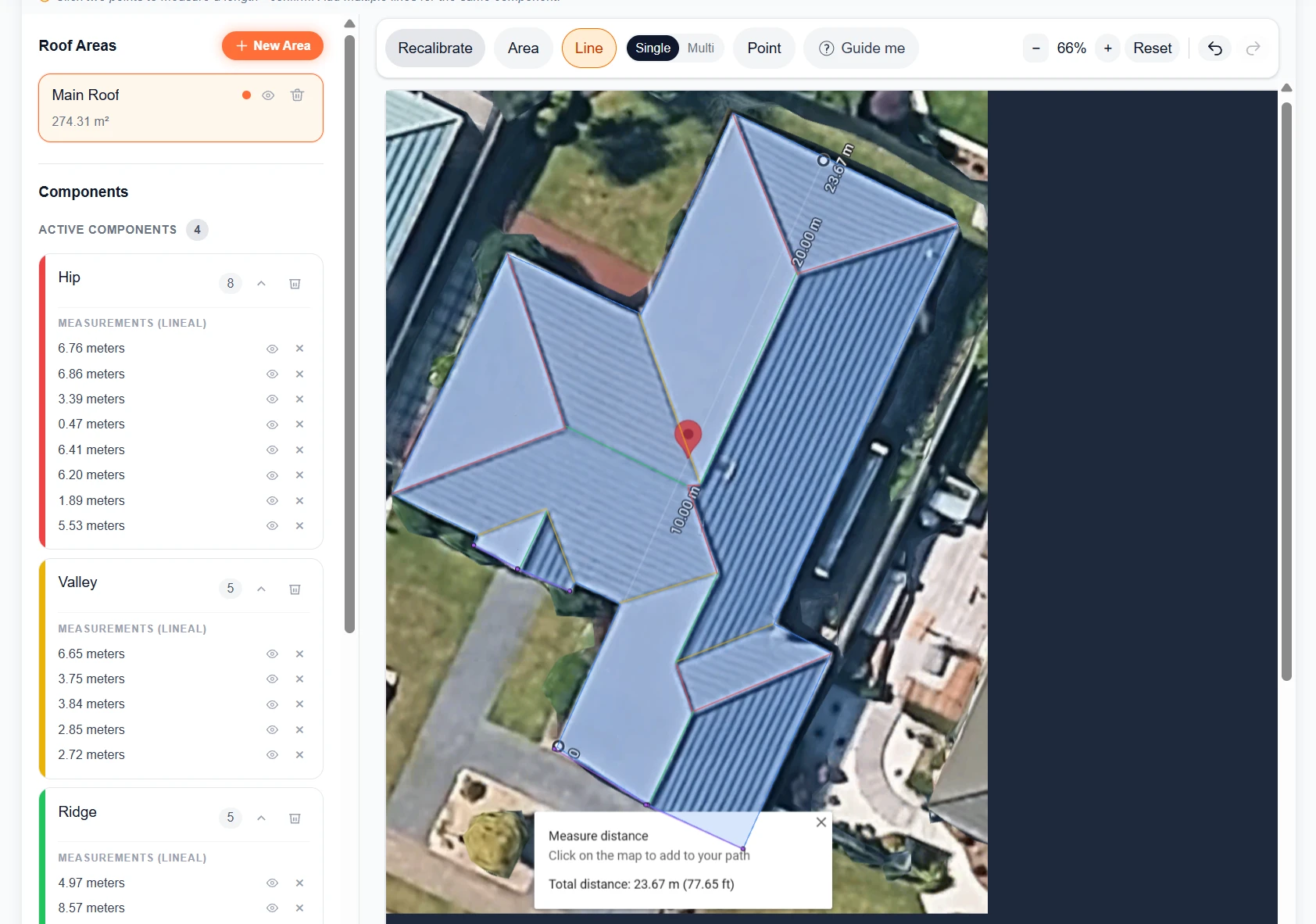 NZ-03 completed QuoteCore+ digital roof takeoff with all measured components